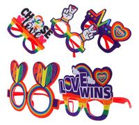 VANZACK Gafas de Fiesta Orgullo 5 Piezas Diseño Doble Corazón y Mensajes Amor Unido Amor Gana Accesorios para Fotos y Decoración Temática de Eventos del Orgullo