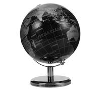 VANZACK Globo Terráqueo Decorativo Vintage Negro y Plata con Soporte Blanco para Oficina y Hogar Globo Giratorio Inglés para Decoración de Mesa y Aprendizaje Geográfico