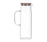 VANZACK Jarra de Vidrio Borosilicato 12 L Tapa de Bambú Botella de Agua Fría Resistente al Calor Jarra para Zumo de Frutas Tetera Perfumada y Hervidor de Cristal para Uso Doméstico