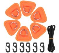 VANZACK Juego de 13 Piezas de Parches Anilla en D Naranja para Tabla de Paddle Surf y Kayak Accesorios de Fijación para Embarcaciones Inflables Cuerda Elástica de 25 M y Hebillas