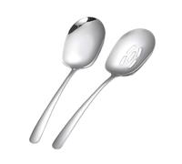 VANZACK Juego de 2 Cucharas Ranuradas de Acero Inoxidable 304 para Servir Alimentos Cucharas Coladoras Mango Ergonómico Aptas para Cocina Doméstica Hoteles y Restaurantes