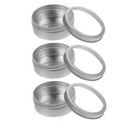 VANZACK Juego de 3 Cajas Magnéticas para Especias de 90X35 MM Contenedores Redondos de Hojalata Plateada con Cierre Hermético y Tapa Transparente Organizadores Magnéticos para Nevera