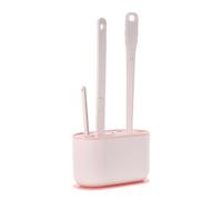 VANZACK Juego de Cepillo de Inodoro de Pared Mango Largo Soporte Colgante y Cerdas Resistentes para Limpieza Profunda en Baño Color Rosa Claro Limpieza Higiénica y Ahorro de Espacio