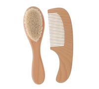 VANZACK Juego de Cepillo y Peine para Bebés Set Suave de Madera para Cuidado del Cuero Cabelludo Cepillo de Baño Exfoliante para Recién Nacidos Herramienta Práctica para Infantil