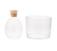 VANZACK Juego de Sake Japonés Botella de Vidrio Transparente Textura Martillada Jarra Tapón de Madera y Cubitera Set Práctico para Servir Sake Reuniones y Celebraciones