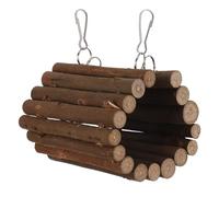 VANZACK Juguetes de Madera para Pájaros con Túnel y Gancho Columpio de Madera Natural para Loros Juguete Interactivo para Loros y Hámsteres para Masticar y Jugar la Jaula