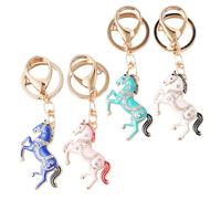 VANZACK Llavero de Caballo Gemas de Imitación Llavero Metálico Retro 4 Piezas Multicolor Colgante de Animal para Bolso y Monedero Obsequio para Año Chino