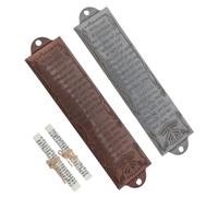 VANZACK Mezuzá Judía Metálica 2 Unidades (13x3 Cm) en Aleación Acabado Antiguo Plata y Cobre, con Pergamino Hebreo, Decoración Religiosa para Puerta y Bendición Tradicional para Hogar