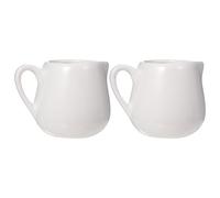 VANZACK Mini Jarra de Leche de Cerámica Blanca 100Ml con Asa 2 Piezas Recipiente para Salsas de Cocina con Boquilla Antigoteo Cremera Ergonómica para Uso Doméstico