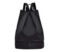 VANZACK Mochila Cordón Negra de Gran Capacidad, Ligera y Resistente al Agua Bolsa Separadora para Viaje y Caminata