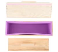 VANZACK Molde Rectangular para Pan y Jabón de Silicona Antiadherente con Caja de Madera para Hornear y Conservar Set 2 Piezas Rosa y Morado Utensilios Cocina Multiusos para Horno y