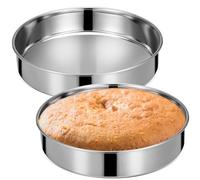 VANZACK Moldes para Pasteles Redondos 24 CM de Acero Inoxidable 2 Unidades Borde Recto Molde para Tartas y Pasta Bandeja para Hornear Resistente a Altas Temperaturas Apto para Cocina y