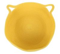 VANZACK Nido De Cuerda De Algodón De Mascota Suave Mascota Calentando La Cama De Gato Cama De Mimbre para Gatos para Pequeño Cesta Interior Tejido Tejeduría Cuerda De Algodón Amarillo