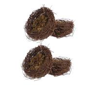 VANZACK Nido De Pájaro Artificial Decorativo Artesanal De Ratán 8 Cm, Set De 4 Unidades para Decoración De Jardín, Fiestas y Pascua, Accesorio Rústico para Manualidades y Hogar