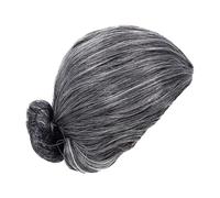 VANZACK Peluca de Señora Mayor para Halloween y Carnaval, Fibra de Alta Temperatura Gris Oscuro, Peluca de Abuela Ajustable para Disfraces de Mujer y Teatro, Accesorio Cosplay Realista