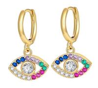 VANZACK Pendientes Colgantes De Mal De Ojo Cristales Brillantes, Pendientes De Mujer Joyas De Gemas De Imitación, Estilo Moderno Para Bodas y Uso Diario, Color Multicolor,