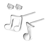 VANZACK Pendientes Femeninos de Nota Musical Minimalistas Pequeños, Antialérgicos, Asimétricos, Joyería para Mujer, Uso Diario y Obsequio, Estilo Coreano, Elegantes y Delicados