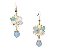 VANZACK Pendientes Largos Colgantes de Flores Estilo Vintage con Gancho 1 Par de Pendientes Étnicos con Diseño Floral Accesorios para Festival y Ocasiones Tradicionales