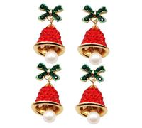 VANZACK Pendientes Navideños de Lazo Cascabeles, Aleación para Piel, Par de 2 Unidades, Accesorios Festivos para Mujer, Ideales para Fiestas de Navidad y Año