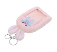 VANZACK Photocard Holder Llaveros de Peluche Kawaii Conejo Rosa Suave Portatarjetas ID para Mujeres Niñas Protección Tarjetas K-Pop Accesorio Original