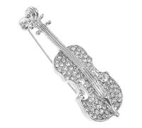 VANZACK Pin de de Violín de Aleación con Diseño Único Broche Elegante y para Hombres y Mujeres para Ocasiones Formales y Casuales Acabado Esmalte Accesorio Plata