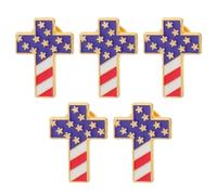 VANZACK Pin de Solapa Patriótico 5 Piezas de Aleación Bandera Estadounidense en Cruz, Pequeño Broche para Veteranos y Eventos del Día Independencia, Cierre Seguro y Diseño Religioso