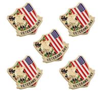 VANZACK Pins Patrióticos de Águila y Bandera Estadounidense 5 Piezas Broches de Aleación para Solapa de Hombre Mochila y Traje Accesorios para Día Veteranos y Conmemorativos