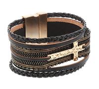 VANZACK pulsera bohemia brazalete trenzado cierre de capas magnéticas pulseras unisex pulsera de moda de las damas Propieto de pulseras para hombres apilables para mujer cuero pu