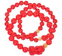 VANZACK Pulsera Étnica de Cuentas de Buda con Amuleto de 3 Piezas Accesorio para Muñeca Unisex Color Rojo Vermellón Adecuado para Atraer Buena Suerte y Protección Obsequio Original