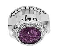 VANZACK Reloj De Anillo Decorativo para Mujer, Estilo Floral, Aleación De Zinc Ligera, Diseño Portátil y Pequeño, Uso Diario y Obsequio, Color Morado
