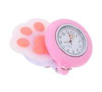 VANZACK Reloj De Bolsillo De Doctor Clip, Diseño De Pata De Gato Rosa, Cuarzo Luminoso, Práctico para Enfermeras y Médicos Hospital y Exámenes, Tamaño Compacto