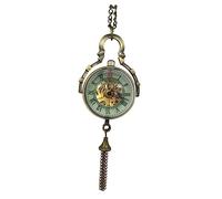 VANZACK Reloj de Bolsillo Vintage de Diseño Esférico con Collar Reloj Mecánico Retro Color Bronce Accesorio Elegante y para