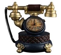 VANZACK Reloj de Escritorio Modelo de Teléfono Vintage Dorado Decoración Retro para Oficina y Sala de Estar Accesorio Decorativo para Fotografía y Exhibición