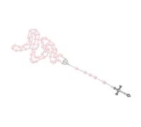 VANZACK Rosario De Cuentas De Aleación De Zinc Y Vidrio Rosario De Oración Collar Rosa Para Mujer