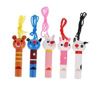 VANZACK Silbato de Animal de Madera para Niños Juguetes Musicales 5 Piezas Silbatos de Dibujos Animados Juguetes Educativos para Fiestas y Cumpleaños