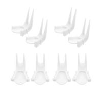 VANZACK Tenedores de Plástico para Pájaros y Hámsteres, 8 Piezas en 4 Juegos, Soporte Ajustable para Frutas y Bocadillos, Porta Golosinas para Jaulas, Comedero Seguro y Desmontable