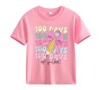 vaolkwsacz 100th Day of School Celebration for Girls and Boys Kids T Shirts Fun Colorful Numbers 1 Shirt Mädchen, Rosa., 10-11Years