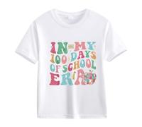 vaolkwsacz 100th Day of School Celebration for Girls and Boys Kids T Shirts Fun Colorful Numbers Bauchfreie Shirts Mädchen, Blanco, 10-11Years