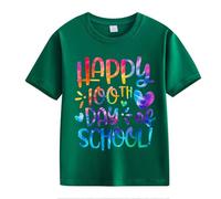 vaolkwsacz 100th Day of School Celebration for Girls and Boys Kids T Shirts Fun Colorful Numbers Black T Shirt, verde, 10-11Years