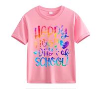 vaolkwsacz 100th Day of School Celebration for Girls and Boys Kids T Shirts Fun Colorful Numbers Black T Shirt, Rosa., 4-5 años