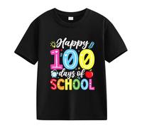 vaolkwsacz 100th Day of School Celebration for Girls and Boys Kids T Shirts Fun Colorful Numbers Cool Shirts für Mädchen, Negro , 10-11Years
