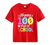 vaolkwsacz 100th Day of School Celebration for Girls and Boys Kids T Shirts Fun Colorful Numbers Cool Shirts für Mädchen, rojo, 12-13 años
