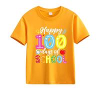 vaolkwsacz 100th Day of School Celebration for Girls and Boys Kids T Shirts Fun Colorful Numbers Cool Shirts für Mädchen, naranja, 4-5 años