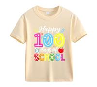 vaolkwsacz 100th Day of School Celebration for Girls and Boys Kids T Shirts Fun Colorful Numbers Cool Shirts für Mädchen, beige, 12-13 años