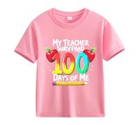 vaolkwsacz 100th Day of School Celebration for Girls and Boys Kids T Shirts Fun Colorful Numbers Princess T Shirt Mädchen, Rosa., 6-7 años