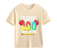 vaolkwsacz 100th Day of School Celebration for Girls and Boys Kids T Shirts Fun Colorful Numbers Princess T Shirt Mädchen, beige, 12-13 años