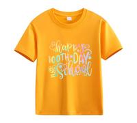vaolkwsacz 100th Day of School Celebration for Girls and Boys Kids T Shirts Fun Colorful Numbers Shirt 92 Mädchen, naranja, 10-11Years