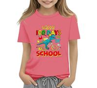 vaolkwsacz 100th Day of School Celebration for Girls and Boys Kids T Shirts Fun Colorful Numbers Toy Truck Leggins Encaje, Rosa intenso., 10-11Years