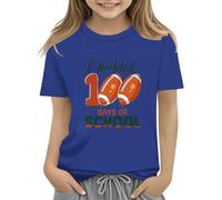 vaolkwsacz 100th Day of School Celebration for Girls and Boys Kids T Shirts Fun Colorful Numbers Toy T Shirt für Mädchen Bauchfrei, azul, 4-5 años