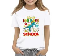 vaolkwsacz 100th Day of School Celebration for Girls and Boys Kids T Shirts Fun Colorful Numbers Toy Truck Leggins Encaje, Blanco, 10-11Years